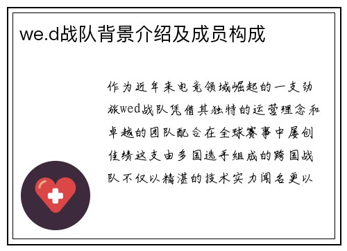 we.d战队背景介绍及成员构成